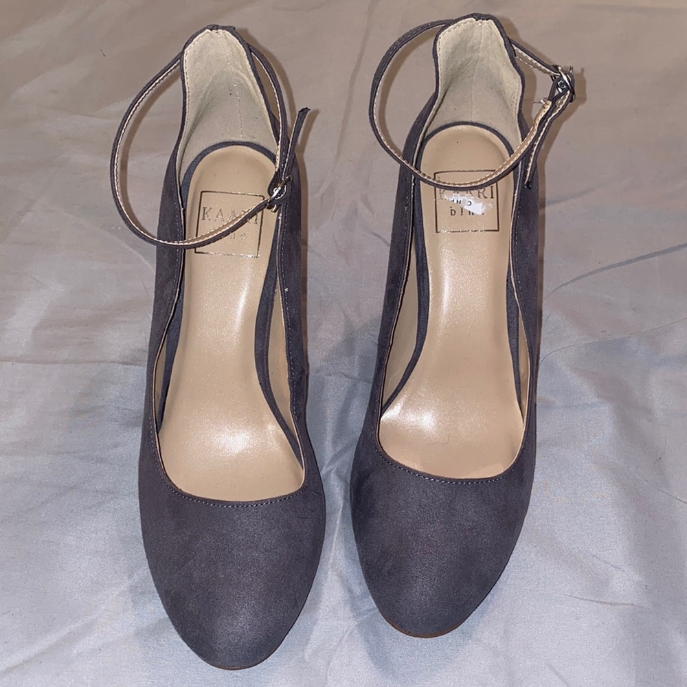 Grey suede heels